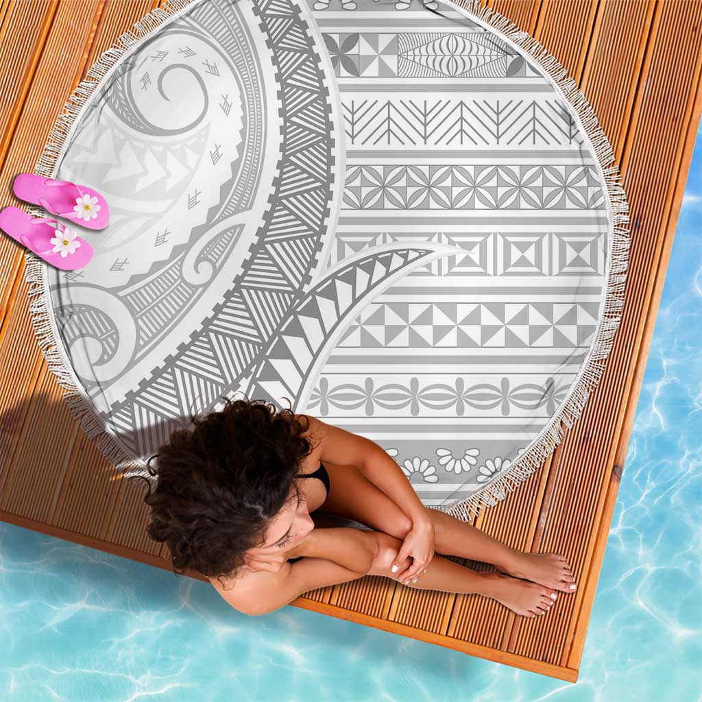 Tokelau White Sunday Beach Blanket Lotu Tamaiti Ngatu Tokelau Feletoa Manulua - Polynesian Pride