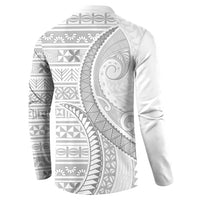 Tokelau White Sunday Button Sweatshirt Lotu Tamaiti Ngatu Tokelau Feletoa Manulua - Polynesian Pride