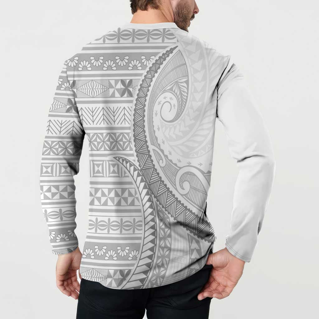 Tokelau White Sunday Button Sweatshirt Lotu Tamaiti Ngatu Tokelau Feletoa Manulua - Polynesian Pride