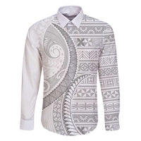 Tokelau White Sunday Family Matching Long Sleeve Bodycon Dress and Hawaiian Shirt Lotu Tamaiti Ngatu Tokelau Feletoa Manulua - Polynesian Pride