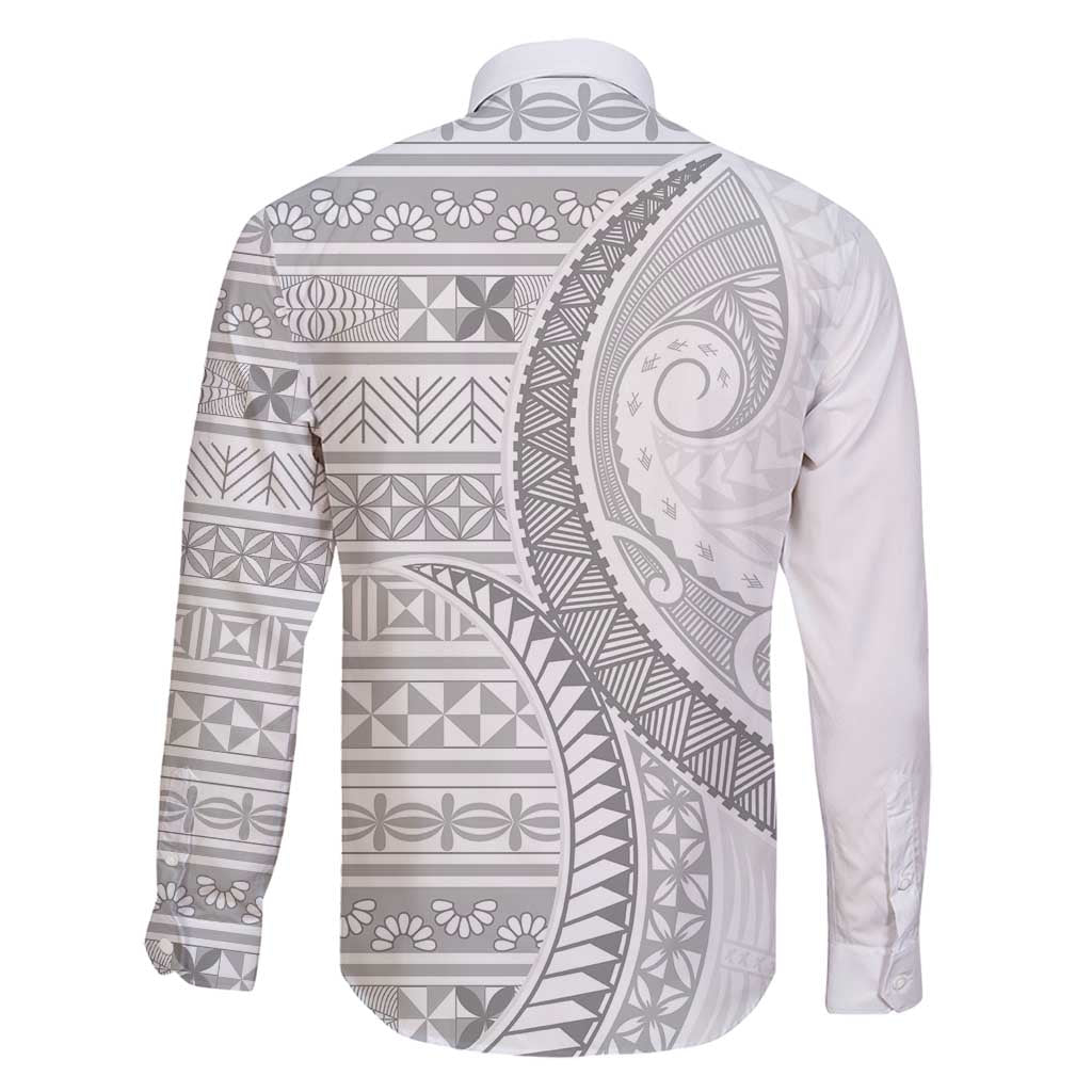 Tokelau White Sunday Family Matching Long Sleeve Bodycon Dress and Hawaiian Shirt Lotu Tamaiti Ngatu Tokelau Feletoa Manulua - Polynesian Pride