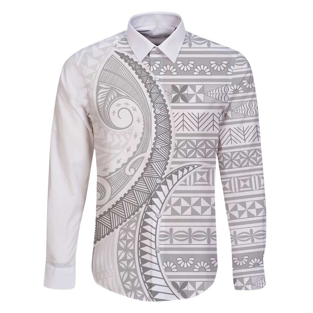 Tokelau White Sunday Family Matching Off Shoulder Short Dress and Hawaiian Shirt Lotu Tamaiti Ngatu Tokelau Feletoa Manulua - Polynesian Pride