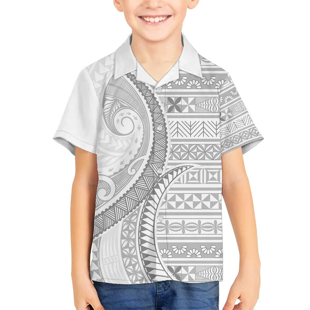 Tokelau White Sunday Family Matching Puletasi and Hawaiian Shirt Lotu Tamaiti Ngatu Tokelau Feletoa Manulua - Polynesian Pride