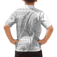 Tokelau White Sunday Kid Hawaiian Shirt Lotu Tamaiti Ngatu Tokelau Feletoa Manulua - Polynesian Pride