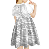 Tokelau White Sunday Kid Short Sleeve Dress Lotu Tamaiti Ngatu Tokelau Feletoa Manulua - Polynesian Pride
