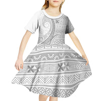 Tokelau White Sunday Kid Short Sleeve Dress Lotu Tamaiti Ngatu Tokelau Feletoa Manulua - Polynesian Pride