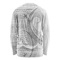 Tokelau White Sunday Long Sleeve Shirt Lotu Tamaiti Ngatu Tokelau Feletoa Manulua - Polynesian Pride