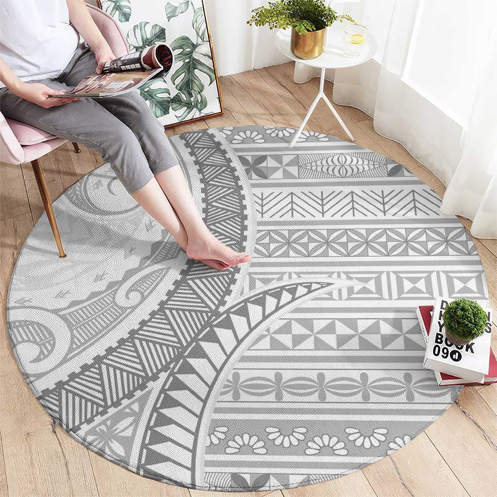 Tokelau White Sunday Round Carpet Lotu Tamaiti Ngatu Tokelau Feletoa Manulua - Polynesian Pride