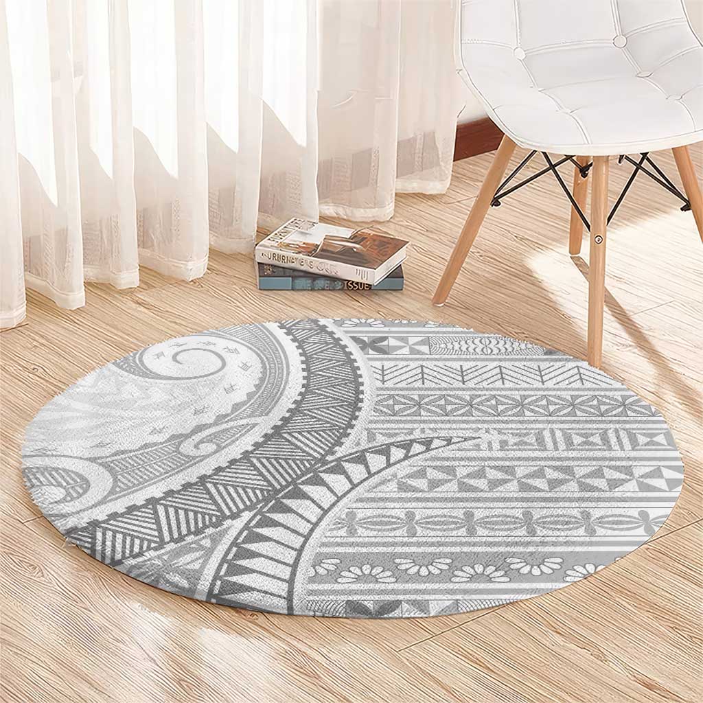 Tokelau White Sunday Round Carpet Lotu Tamaiti Ngatu Tokelau Feletoa Manulua - Polynesian Pride