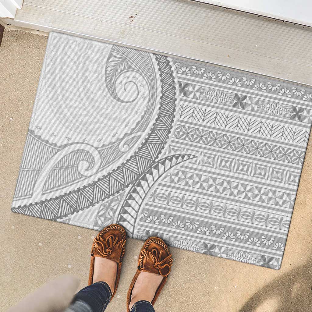 Tokelau White Sunday Rubber Doormat Lotu Tamaiti Ngatu Tokelau Feletoa Manulua - Polynesian Pride