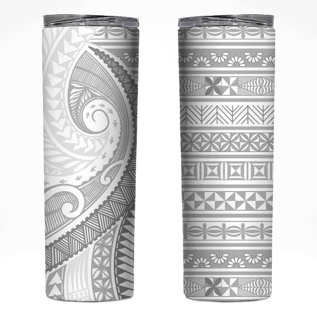 Tokelau White Sunday Skinny Tumbler Lotu Tamaiti Ngatu Tokelau Feletoa Manulua - Polynesian Pride