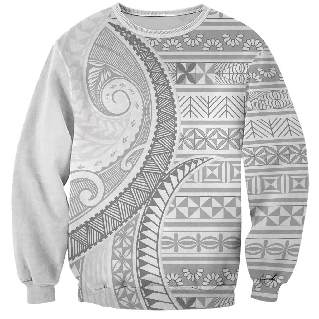 Tokelau White Sunday Sweatshirt Lotu Tamaiti Ngatu Tokelau Feletoa Manulua - Polynesian Pride