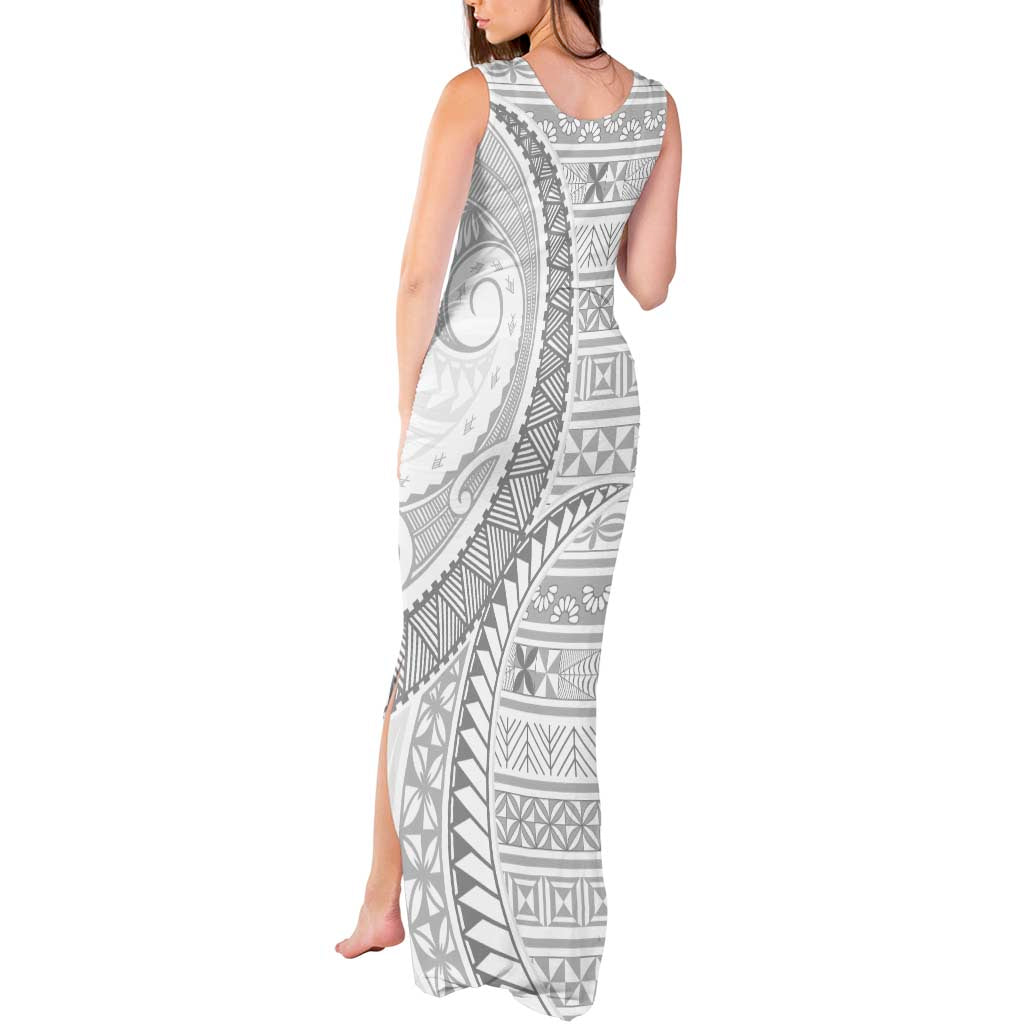 Tokelau White Sunday Tank Maxi Dress Lotu Tamaiti Ngatu Tokelau Feletoa Manulua - Polynesian Pride
