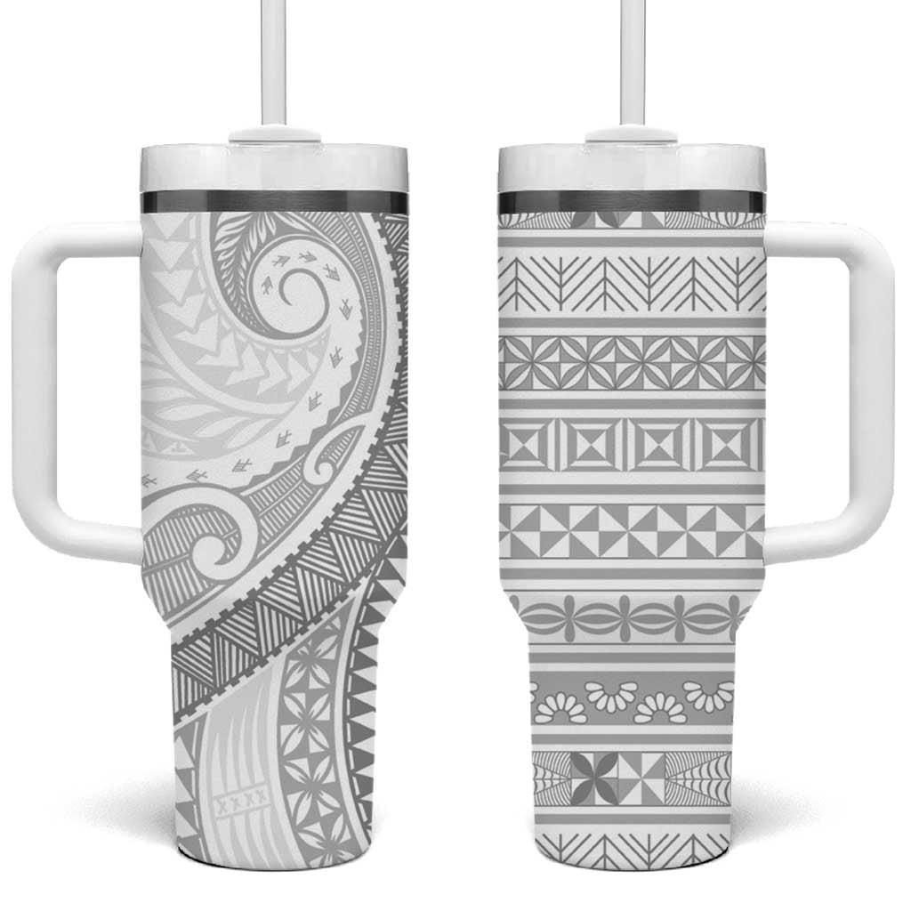 Tokelau White Sunday Tumbler With Handle Lotu Tamaiti Ngatu Tokelau Feletoa Manulua - Polynesian Pride
