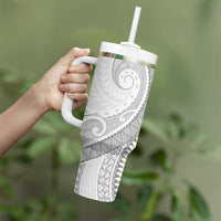 Tokelau White Sunday Tumbler With Handle Lotu Tamaiti Ngatu Tokelau Feletoa Manulua - Polynesian Pride