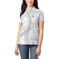 Tokelau White Sunday Women Polo Shirt Lotu Tamaiti Ngatu Tokelau Feletoa Manulua - Polynesian Pride