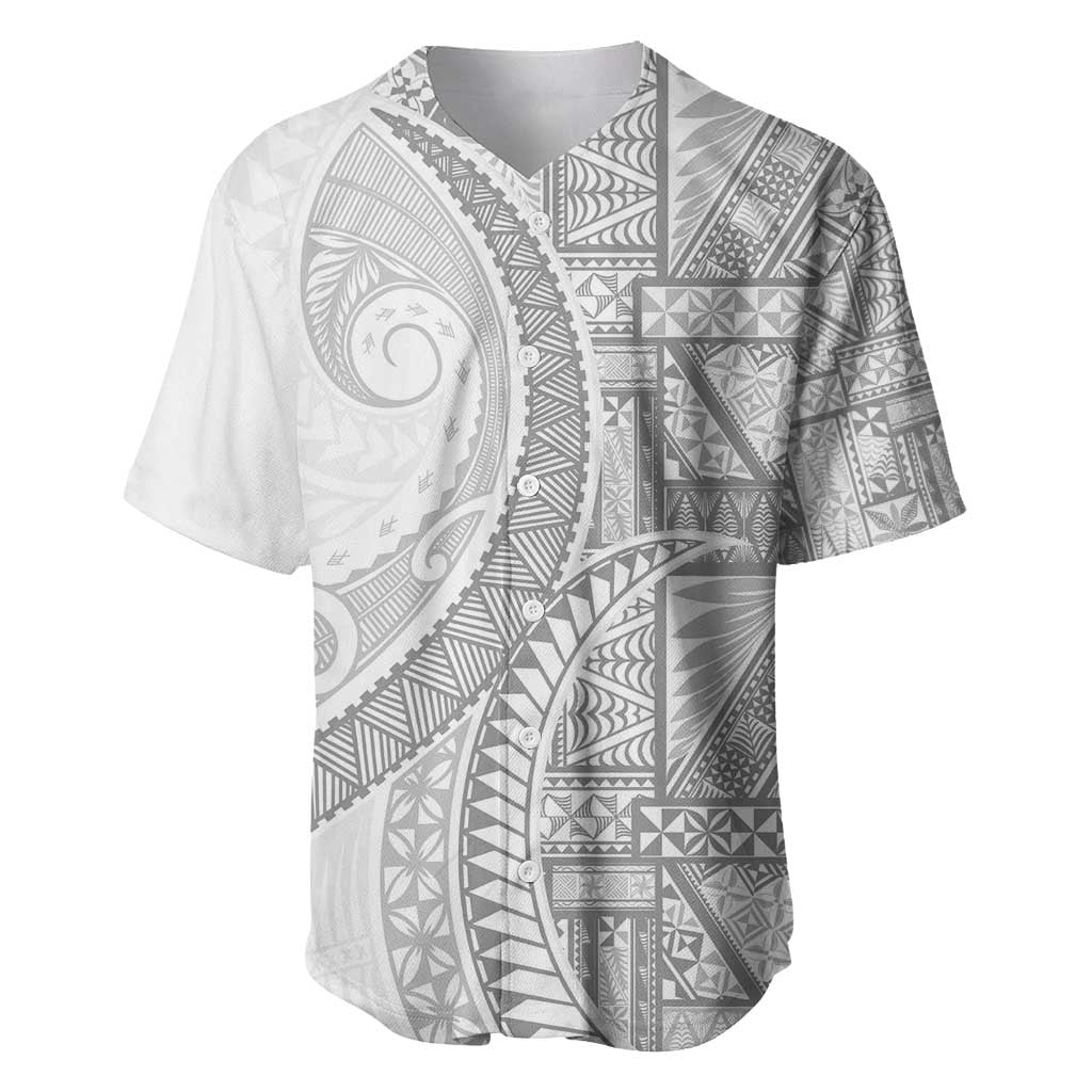 Tonga White Sunday Baseball Jersey Lotu Tamaiti Ngatu Tribal - Polynesian Pride