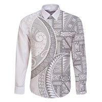 Tonga White Sunday Family Matching Long Sleeve Bodycon Dress and Hawaiian Shirt Lotu Tamaiti Ngatu Tribal - Polynesian Pride