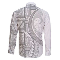 Tonga White Sunday Family Matching Long Sleeve Bodycon Dress and Hawaiian Shirt Lotu Tamaiti Ngatu Tribal - Polynesian Pride