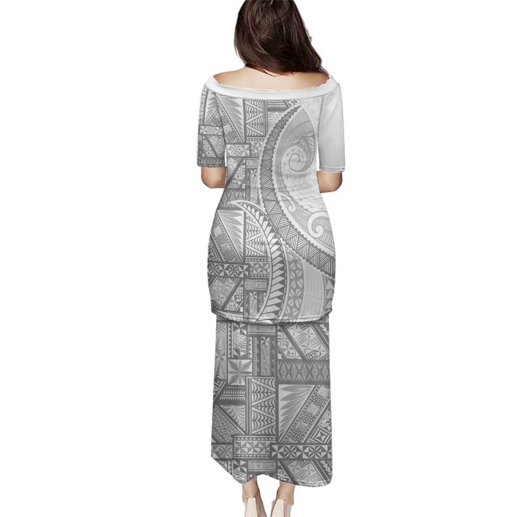 Tonga White Sunday Family Matching Puletasi and Hawaiian Shirt Lotu Tamaiti Ngatu Tribal - Polynesian Pride