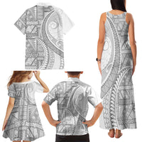 Tonga White Sunday Family Matching Tank Maxi Dress and Hawaiian Shirt Lotu Tamaiti Ngatu Tribal - Polynesian Pride