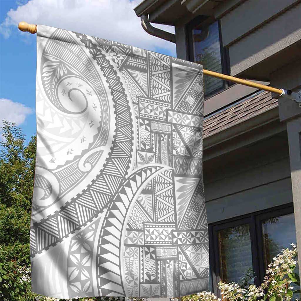 Tonga White Sunday Garden Flag Lotu Tamaiti Ngatu Tribal - Polynesian Pride