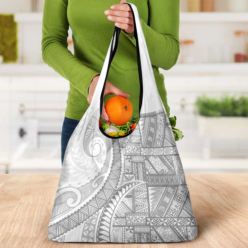 Tonga White Sunday Grocery Bag Lotu Tamaiti Ngatu Tribal - Polynesian Pride