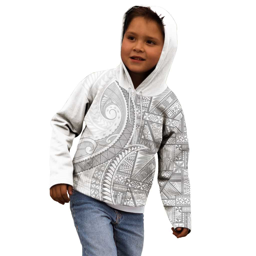 Tonga White Sunday Kid Hoodie Lotu Tamaiti Ngatu Tribal - Polynesian Pride