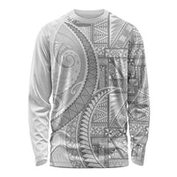 Tonga White Sunday Long Sleeve Shirt Lotu Tamaiti Ngatu Tribal - Polynesian Pride