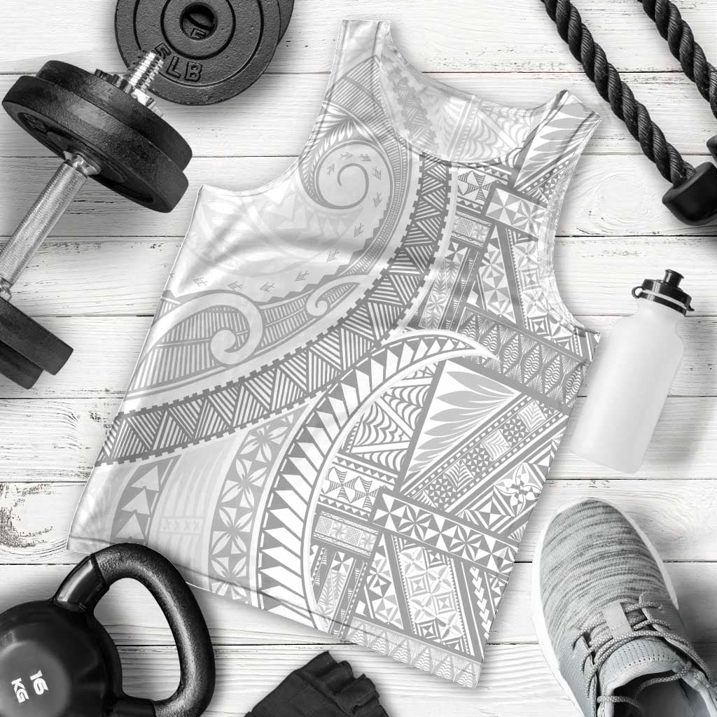 Tonga White Sunday Men Tank Top Lotu Tamaiti Ngatu Tribal - Polynesian Pride