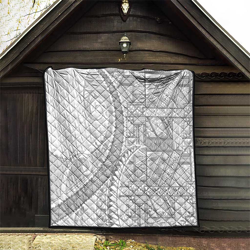 Tonga White Sunday Quilt Lotu Tamaiti Ngatu Tribal - Polynesian Pride