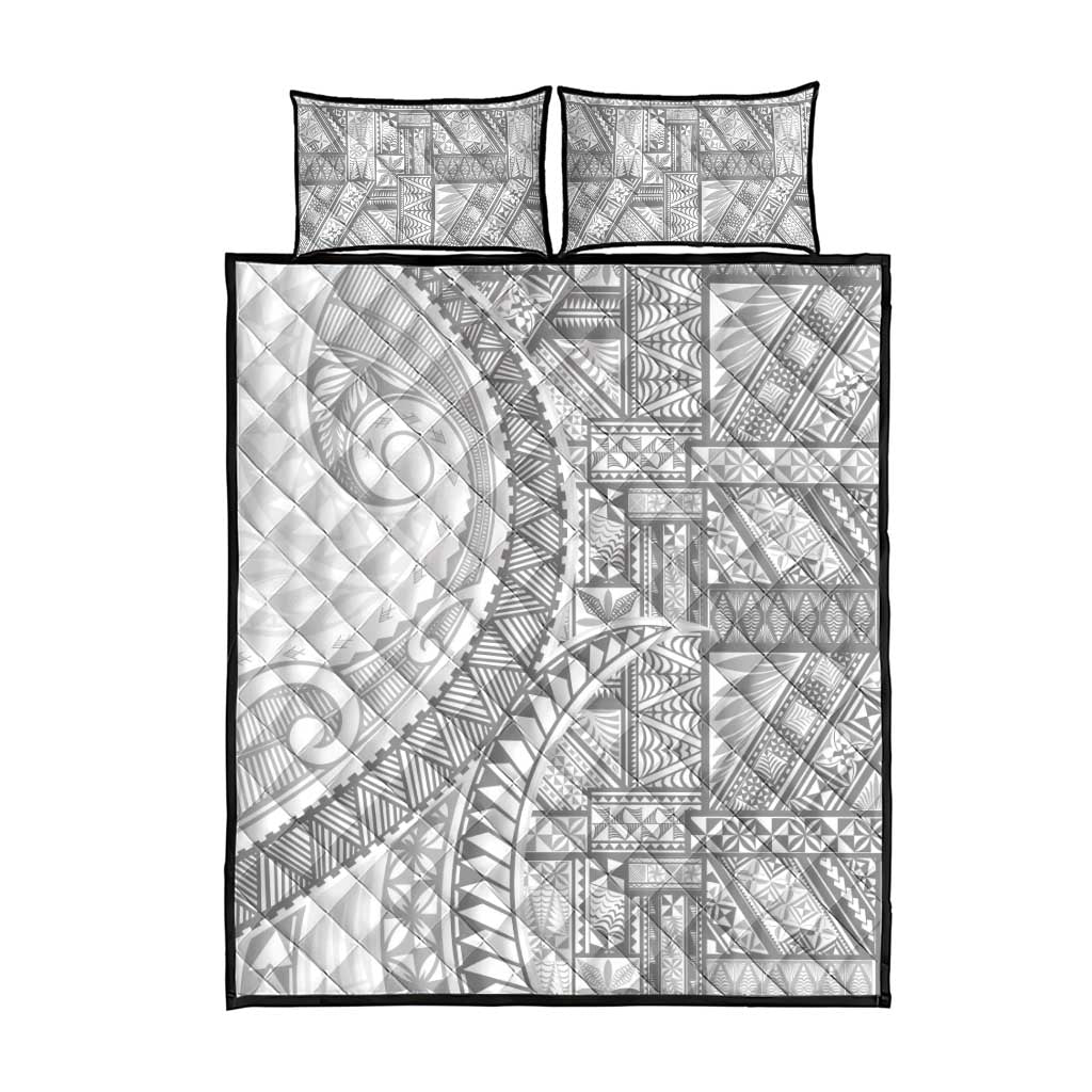 Tonga White Sunday Quilt Bed Set Lotu Tamaiti Ngatu Tribal - Polynesian Pride