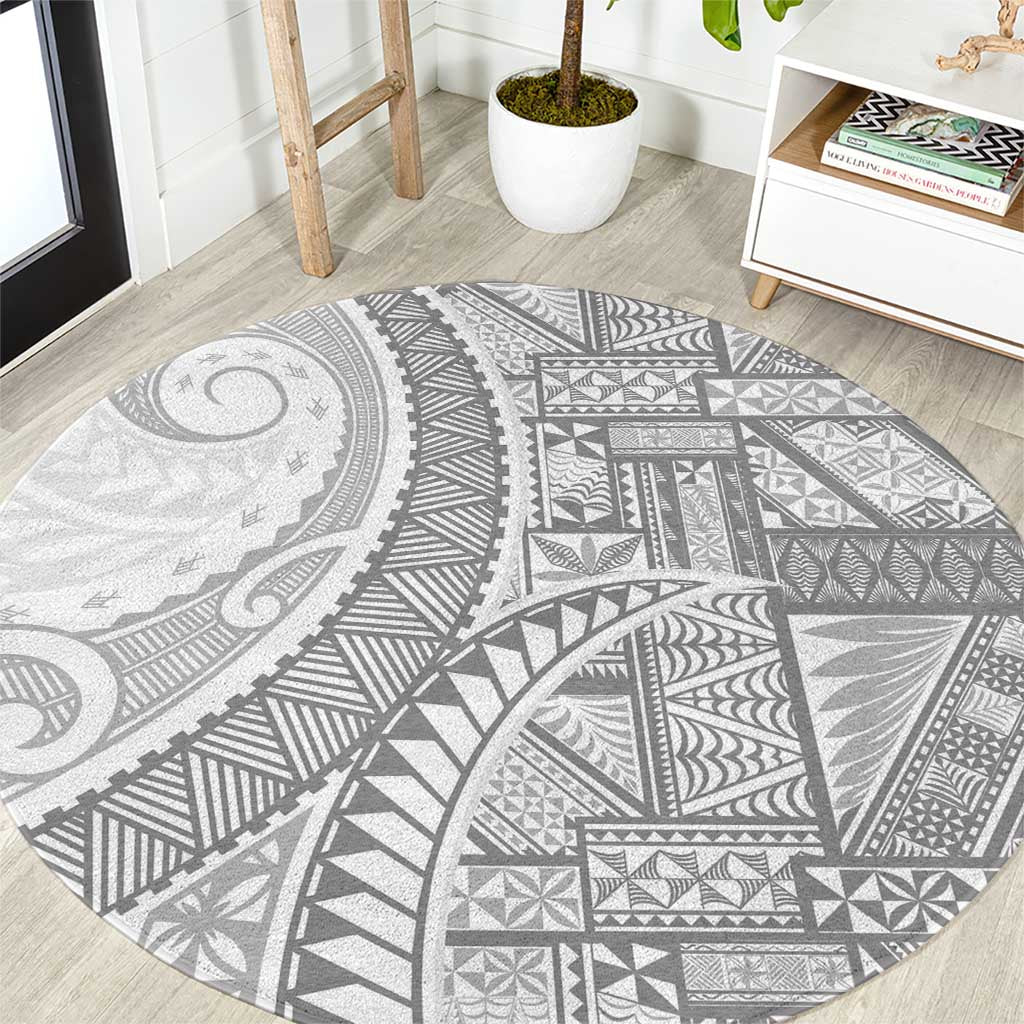 Tonga White Sunday Round Carpet Lotu Tamaiti Ngatu Tribal - Polynesian Pride