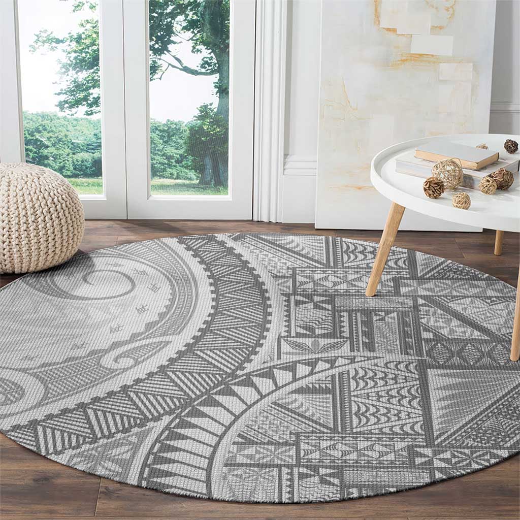 Tonga White Sunday Round Carpet Lotu Tamaiti Ngatu Tribal - Polynesian Pride