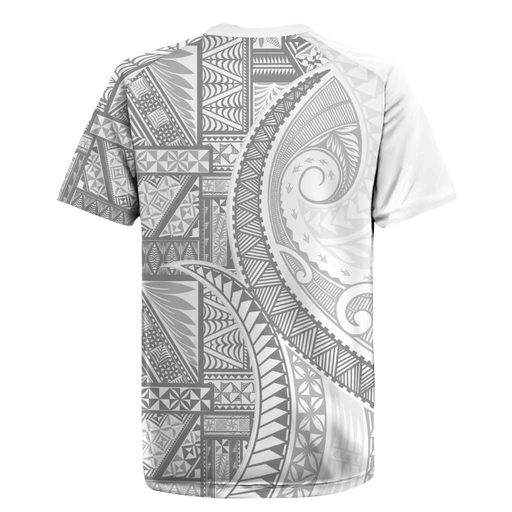Tonga White Sunday Rugby Jersey Lotu Tamaiti Ngatu Tribal - Polynesian Pride