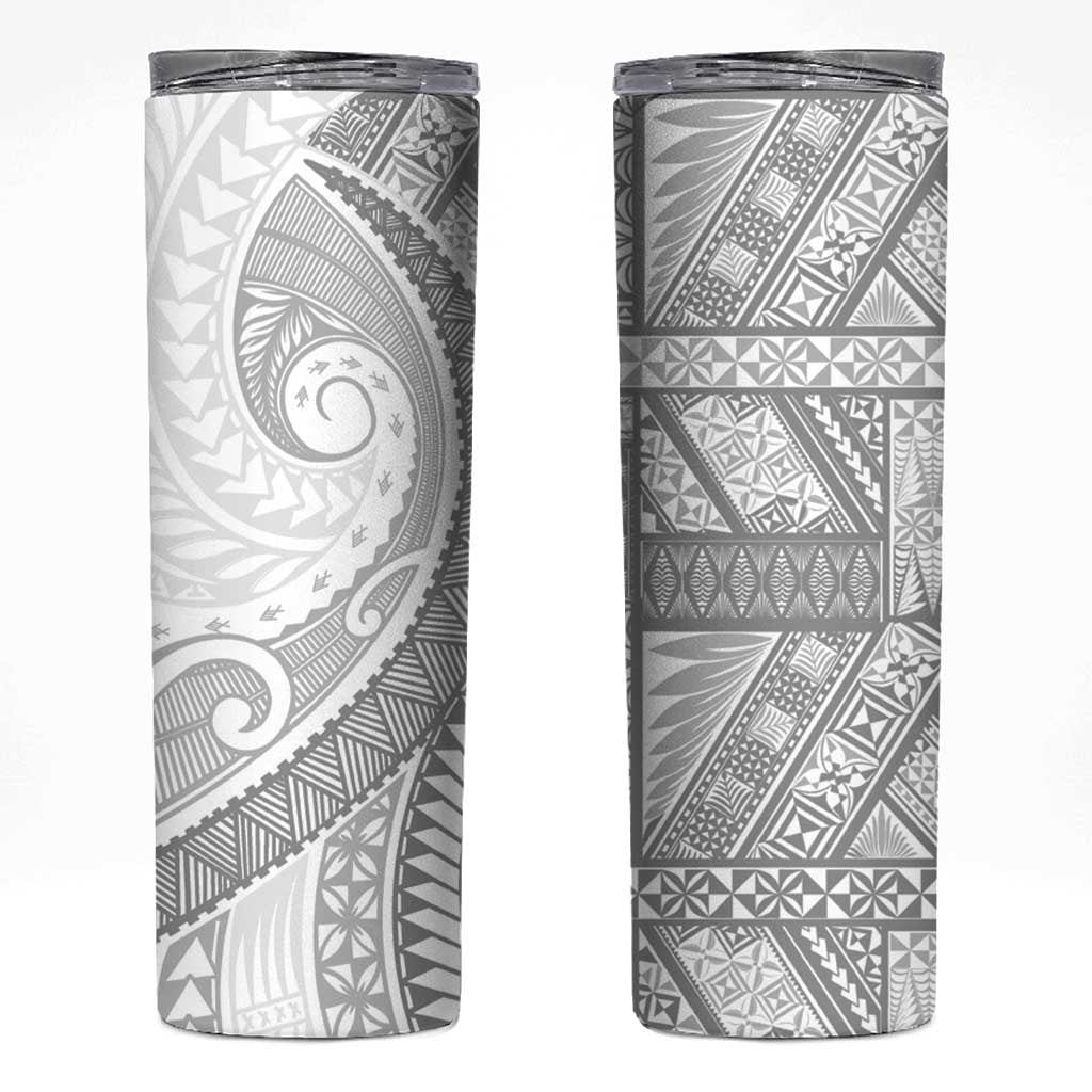 Tonga White Sunday Skinny Tumbler Lotu Tamaiti Ngatu Tribal - Polynesian Pride