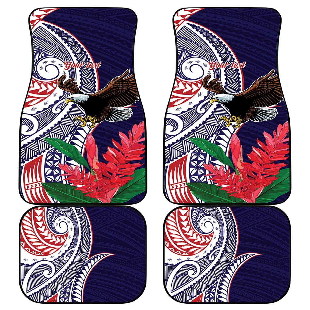 American Samoa Bald Eagle Personalized Car Mats Polynesian Teuila Flowers LT9 - Polynesian Pride