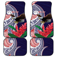 American Samoa Bald Eagle Personalized Car Mats Polynesian Teuila Flowers LT9 - Polynesian Pride