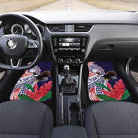 American Samoa Bald Eagle Personalized Car Mats Polynesian Teuila Flowers LT9 Set 2pcs - Front Blue - Polynesian Pride