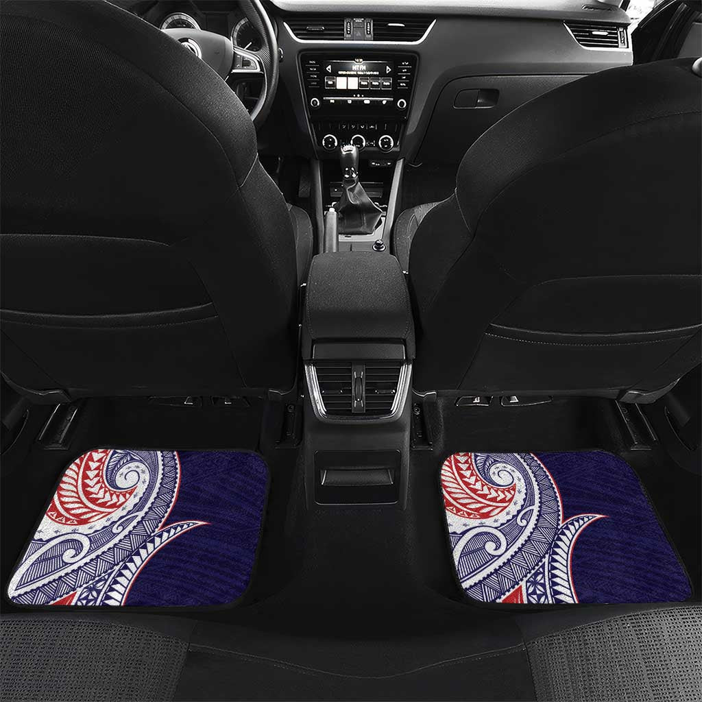 American Samoa Bald Eagle Personalized Car Mats Polynesian Teuila Flowers LT9 Set 2pcs - Back Blue - Polynesian Pride