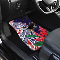 American Samoa Bald Eagle Personalized Car Mats Polynesian Teuila Flowers LT9 - Polynesian Pride