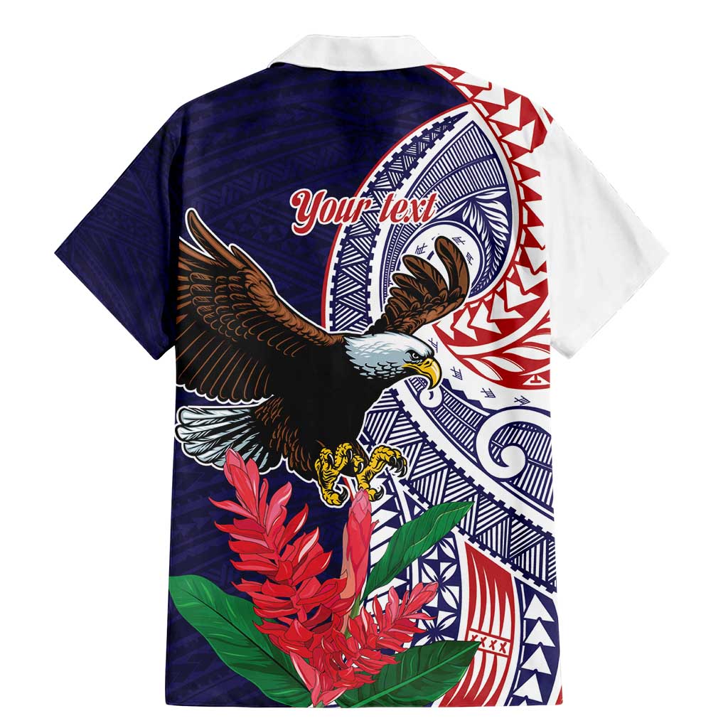 American Samoa Bald Eagle Personalized Family Matching Mermaid Dress and Hawaiian Shirt Polynesian Teuila Flowers - Polynesian Pride