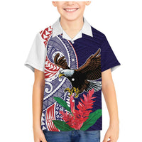 American Samoa Bald Eagle Personalized Family Matching Mermaid Dress and Hawaiian Shirt Polynesian Teuila Flowers - Polynesian Pride