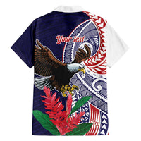 American Samoa Bald Eagle Personalized Family Matching Off Shoulder Short Dress and Hawaiian Shirt Polynesian Teuila Flowers - Polynesian Pride