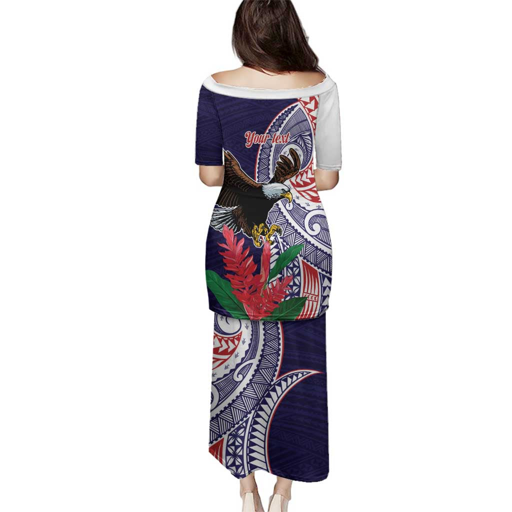 American Samoa Bald Eagle Personalized Family Matching Puletasi and Hawaiian Shirt Polynesian Teuila Flowers - Polynesian Pride