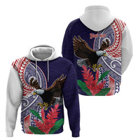 American Samoa Bald Eagle Personalized Hoodie Polynesian Teuila Flowers - Polynesian Pride