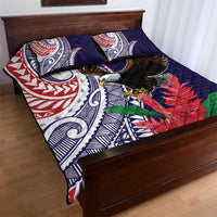 American Samoa Bald Eagle Personalized Quilt Bed Set Polynesian Teuila Flowers - Polynesian Pride