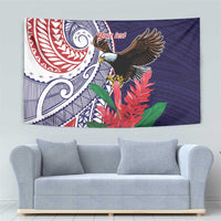 American Samoa Bald Eagle Personalized Tapestry Polynesian Teuila Flowers - Polynesian Pride