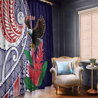 American Samoa Bald Eagle Personalized Window Curtain Polynesian Teuila Flowers LT9 - Polynesian Pride