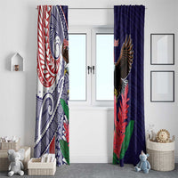 American Samoa Bald Eagle Personalized Window Curtain Polynesian Teuila Flowers LT9 - Polynesian Pride